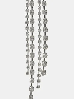 Clothing-Source Unknown Crystal Drop Earrings, Silver