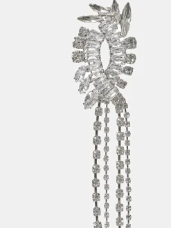 Accessories-Source Unknown Crystal Drop Earrings, Silver