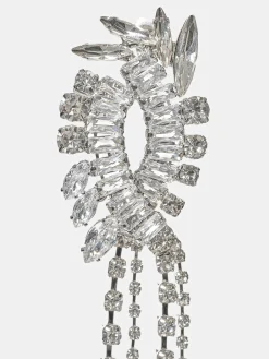Accessories-Source Unknown Crystal Drop Earrings, Silver