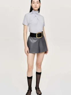 Clothing-Source Unknown Daye Cross Neck T-Shirt, Mist Grey