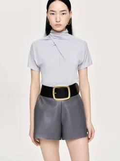 Clothing-Source Unknown Daye Cross Neck T-Shirt, Mist Grey
