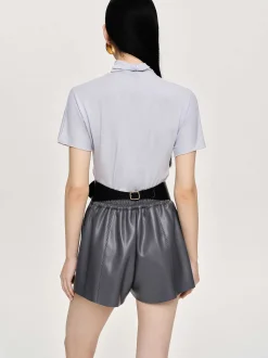 Clothing-Source Unknown Daye Cross Neck T-Shirt, Mist Grey