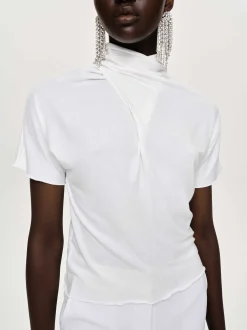 Tops-Source Unknown Daye Cross Neck T-Shirt, White