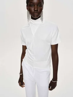 Tops-Source Unknown Daye Cross Neck T-Shirt, White