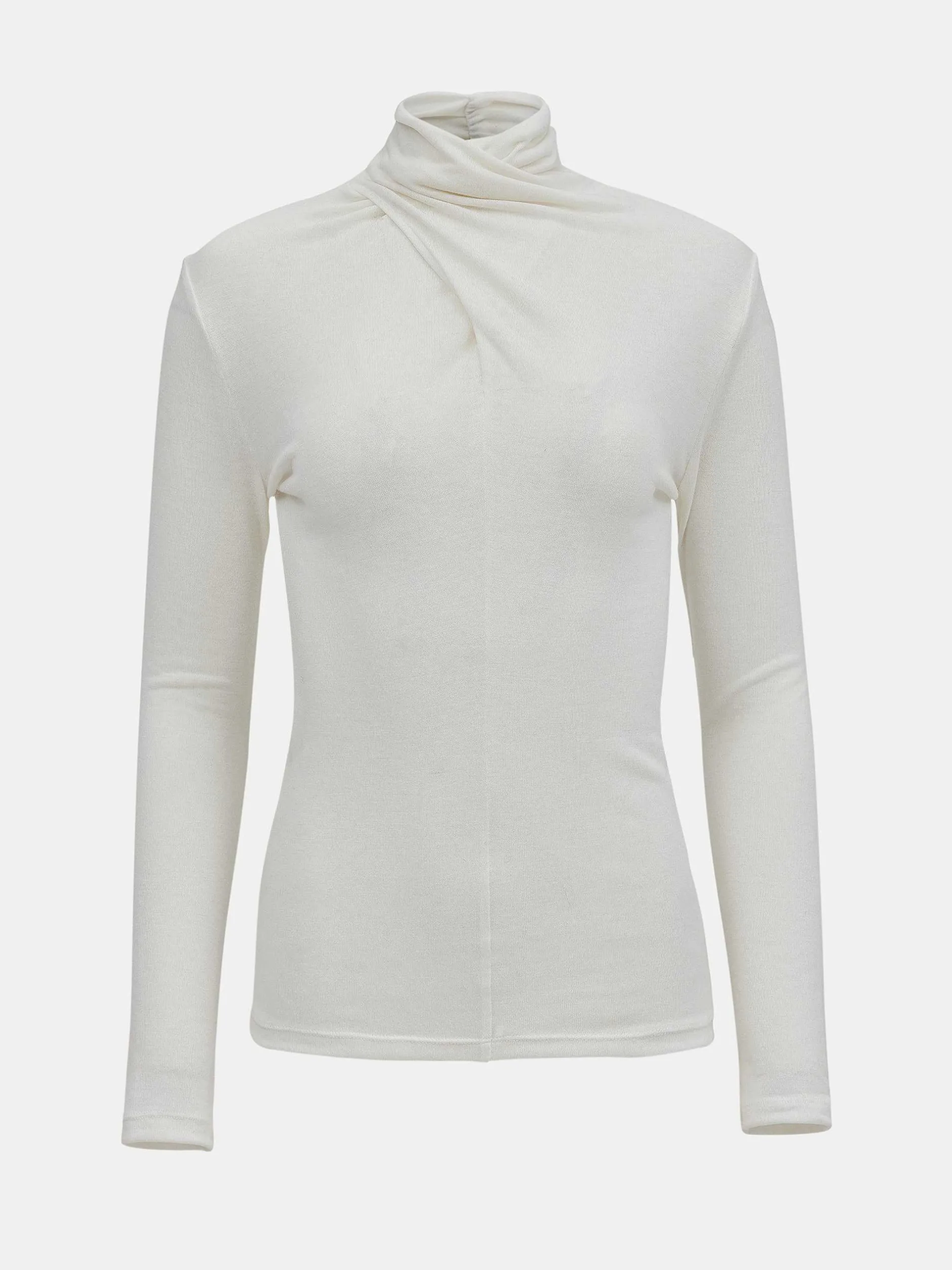 Clothing-Source Unknown Daye Cross Neck Wool T-Shirt, White