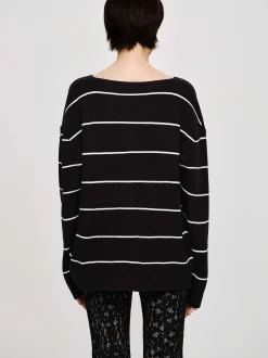 Knitwear-Source Unknown Deep V-Neck Sweater, Black
