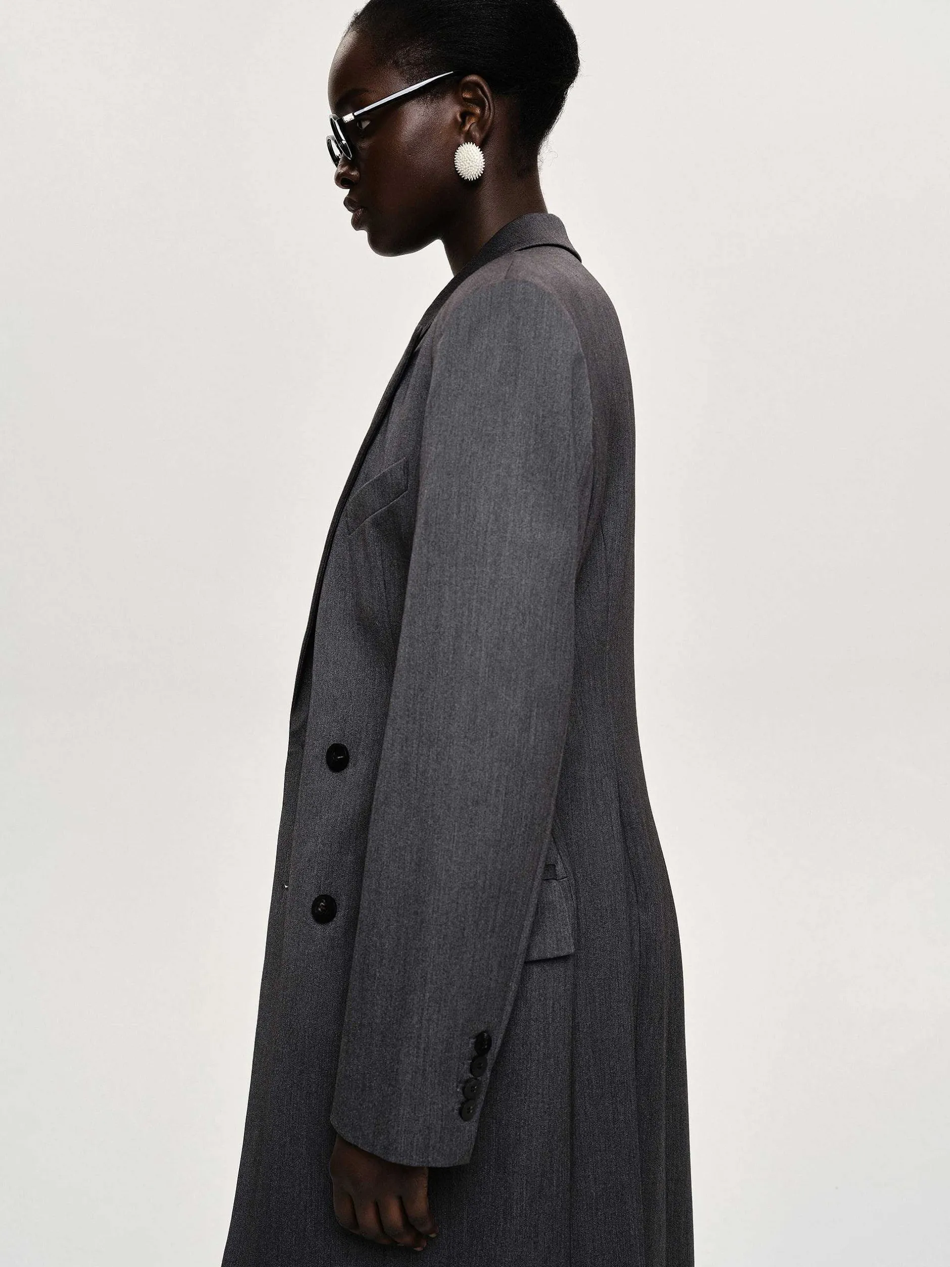 Clothing-Source Unknown Delphina Long Hourglass Coat, Charcoal