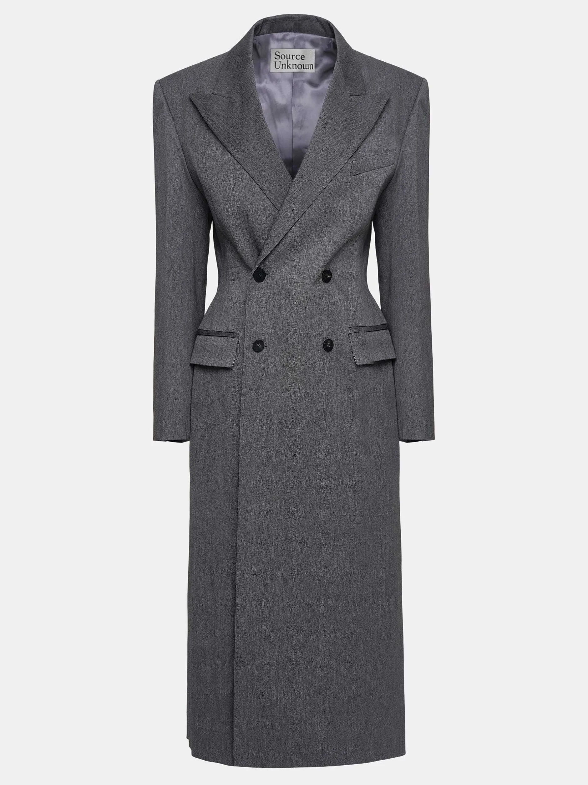 Clothing-Source Unknown Delphina Long Hourglass Coat, Charcoal