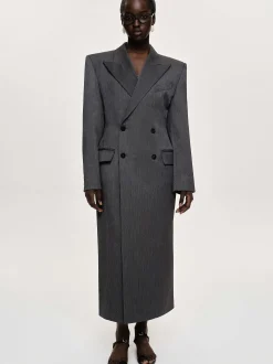 Clothing-Source Unknown Delphina Long Hourglass Coat, Charcoal
