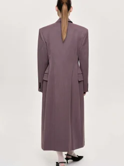 Clothing-Source Unknown Delphina Long Hourglass Coat, Mauve Grey