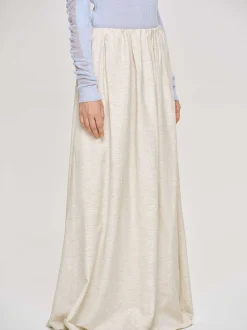 Clothing-Source Unknown Dhanila Floor-Length Linen Skirt, Natural
