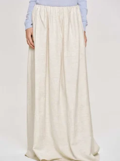 Clothing-Source Unknown Dhanila Floor-Length Linen Skirt, Natural