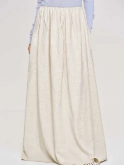 Bottoms-Source Unknown Dhanila Floor-Length Linen Skirt, Natural