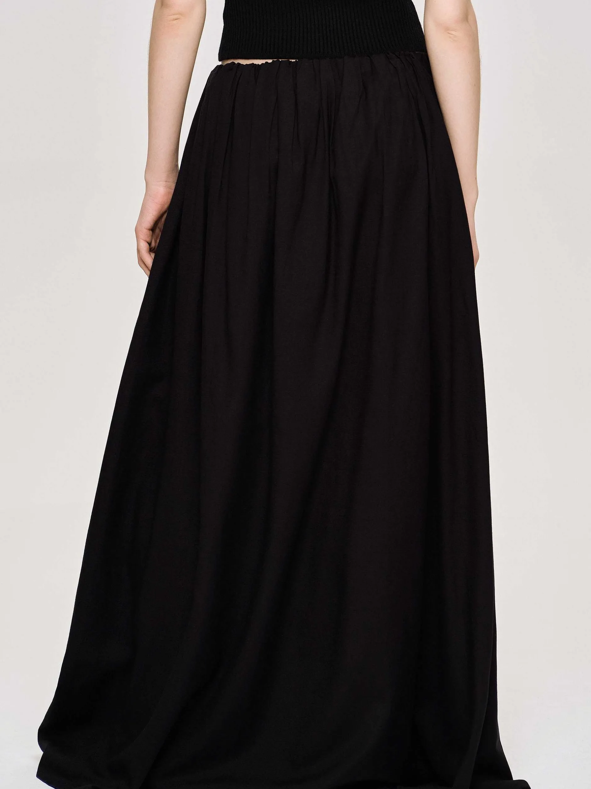 Clothing-Source Unknown Dhanila Floor-Length Linen Skirt, Black