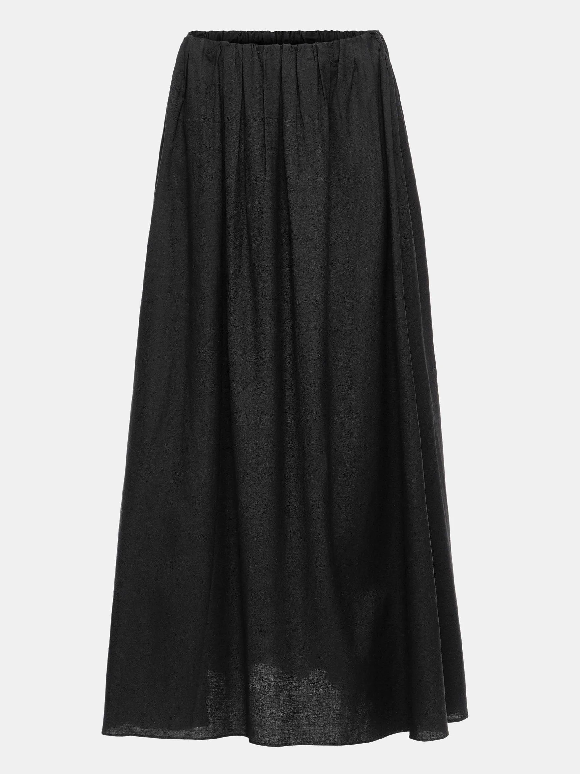 Clothing-Source Unknown Dhanila Floor-Length Linen Skirt, Black