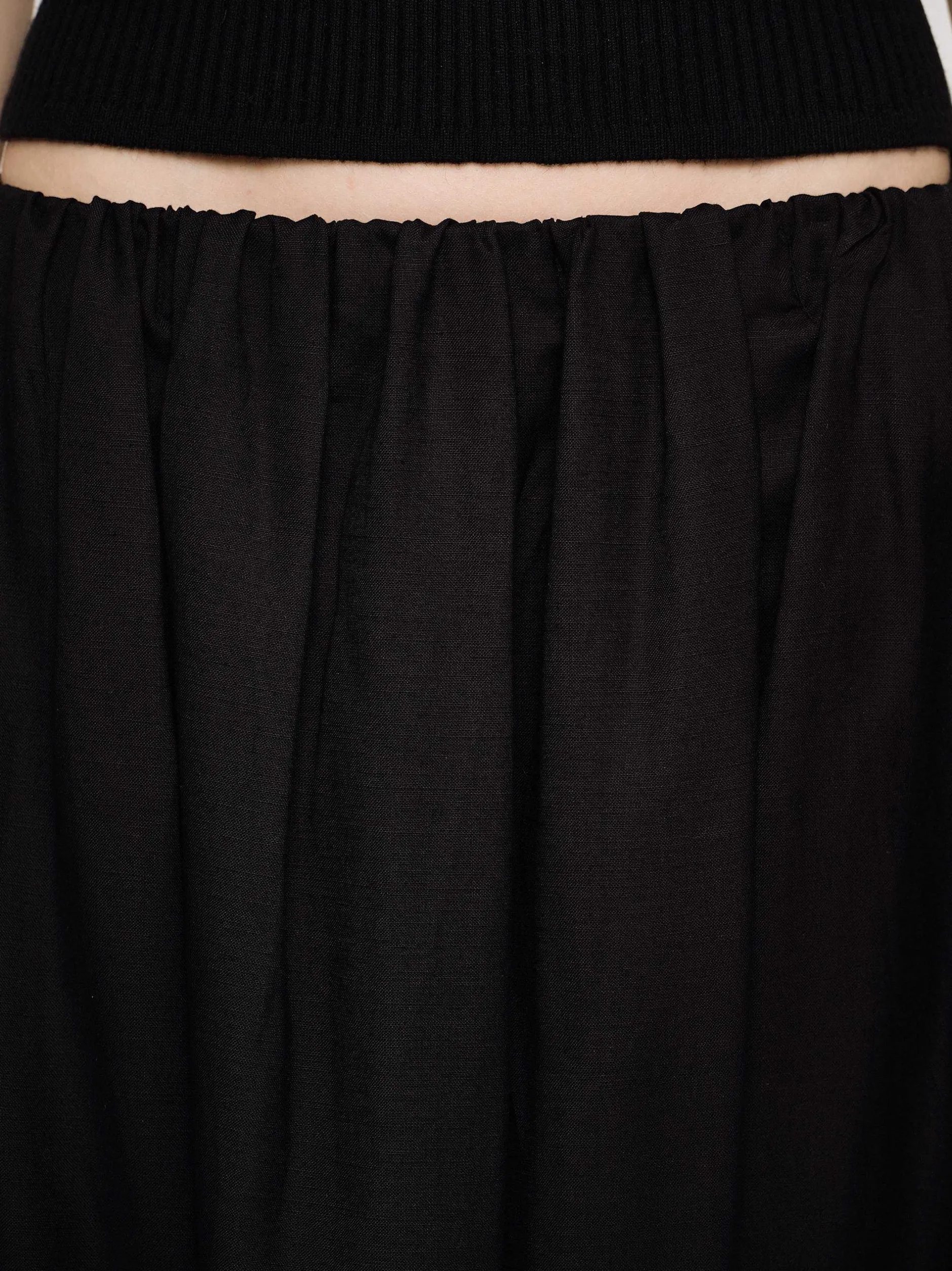 Clothing-Source Unknown Dhanila Floor-Length Linen Skirt, Black