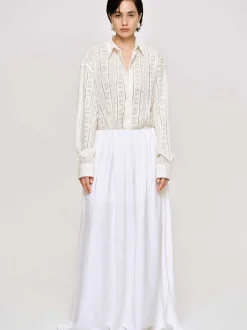 Clothing-Source Unknown Dhanila Floor-Length Linen Skirt, Optic White