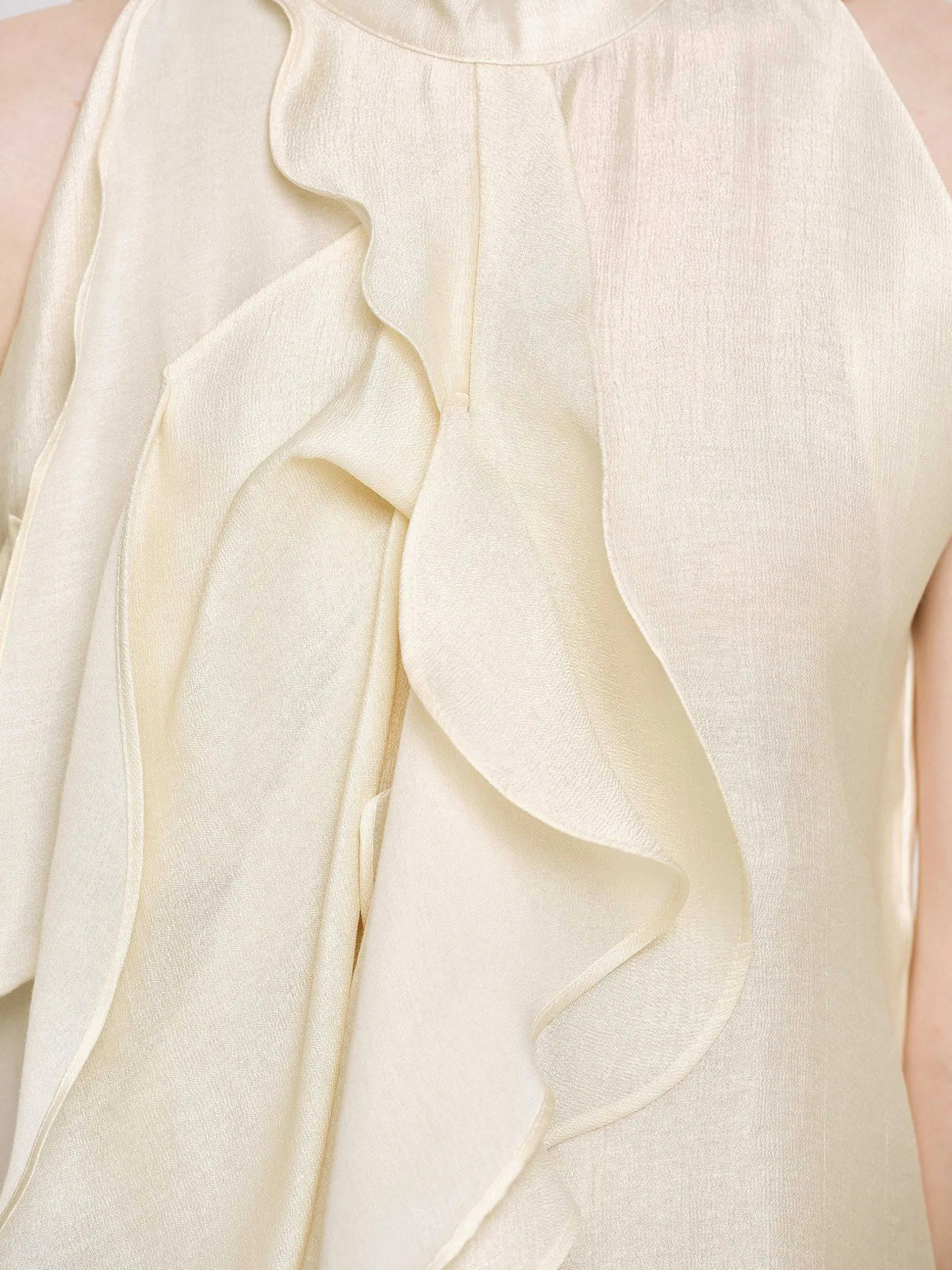 Accessories-Source Unknown Draped Ruffle Top, Champaign