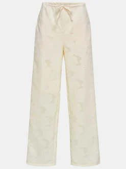 Clothing-Source Unknown Drawstring Jacquard Pants, Ivory