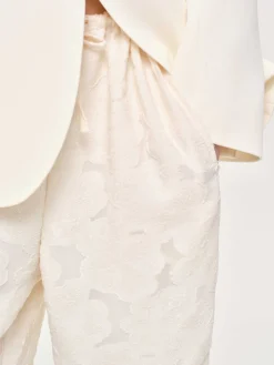 Clothing-Source Unknown Drawstring Jacquard Pants, Ivory