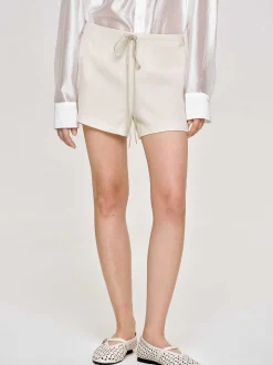 Clothing-Source Unknown Drawstring Shorts, Alabaster
