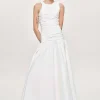 Accessories-Source Unknown Drop Waist Ruched Dress, Off White