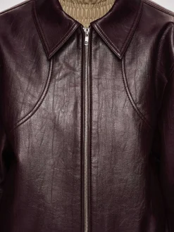 Accessories-Source Unknown Ennio Faux-Leather Bomber Jacket, Mahogany