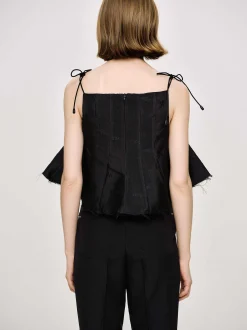 Tops-Source Unknown Extra Cropped Camisole, Black