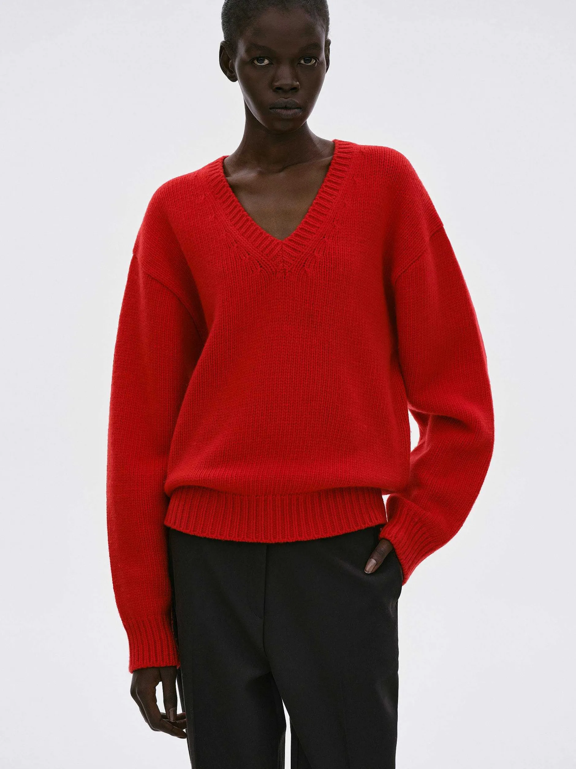 Clothing-Source Unknown Extra-Fine Wool Jumper, Red