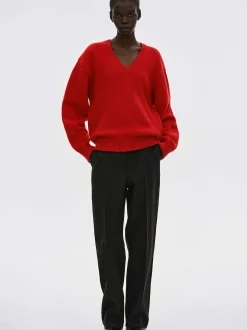 Clothing-Source Unknown Extra-Fine Wool Jumper, Red