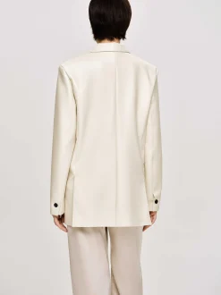 Outerwear-Source Unknown Faux Leather Button Jacket, Warm Beige