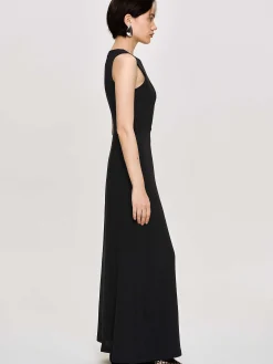 Dresses-Source Unknown Fitted Maxi Dress, Black