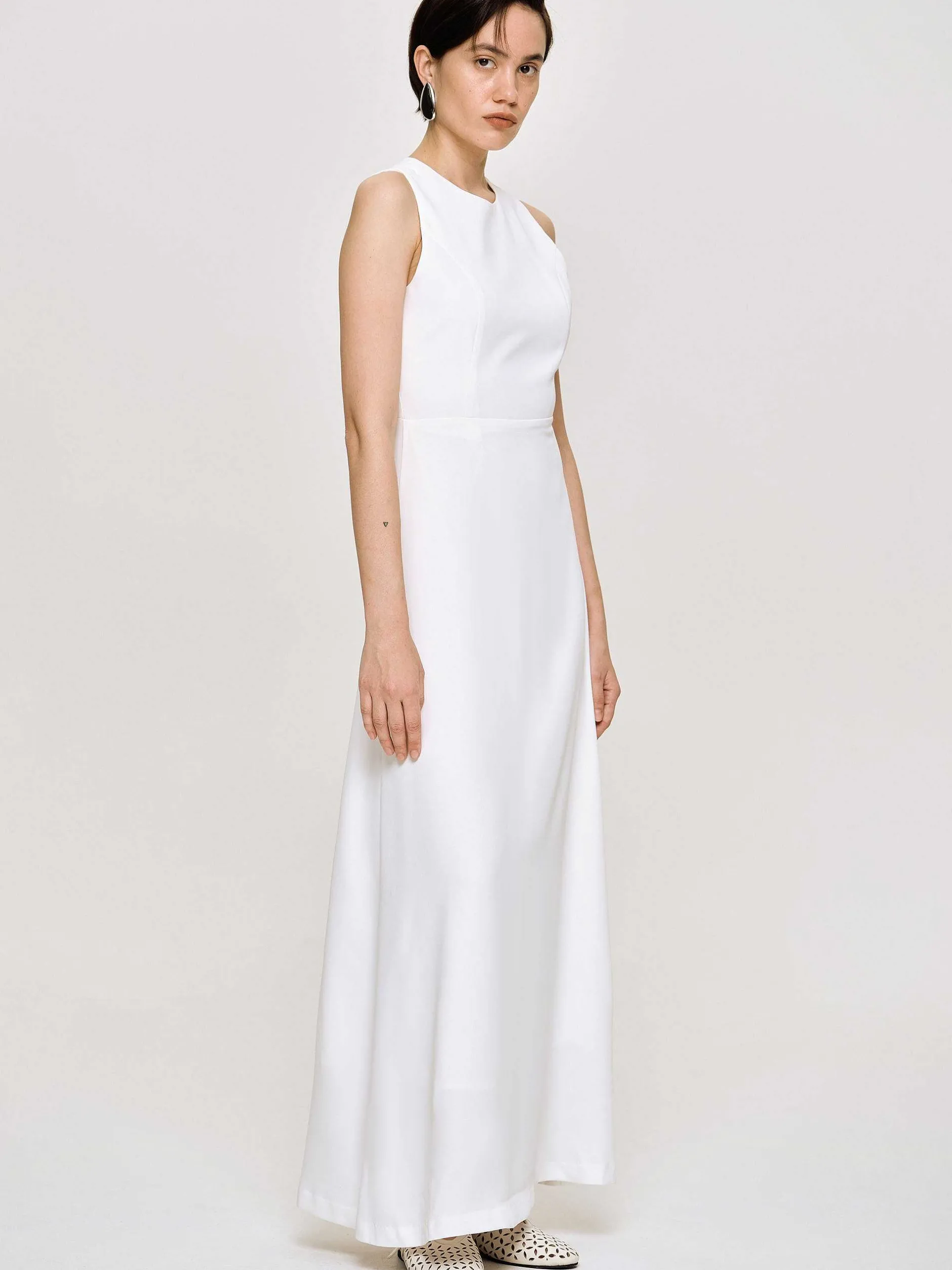 Clothing-Source Unknown Fitted Maxi Dress, White