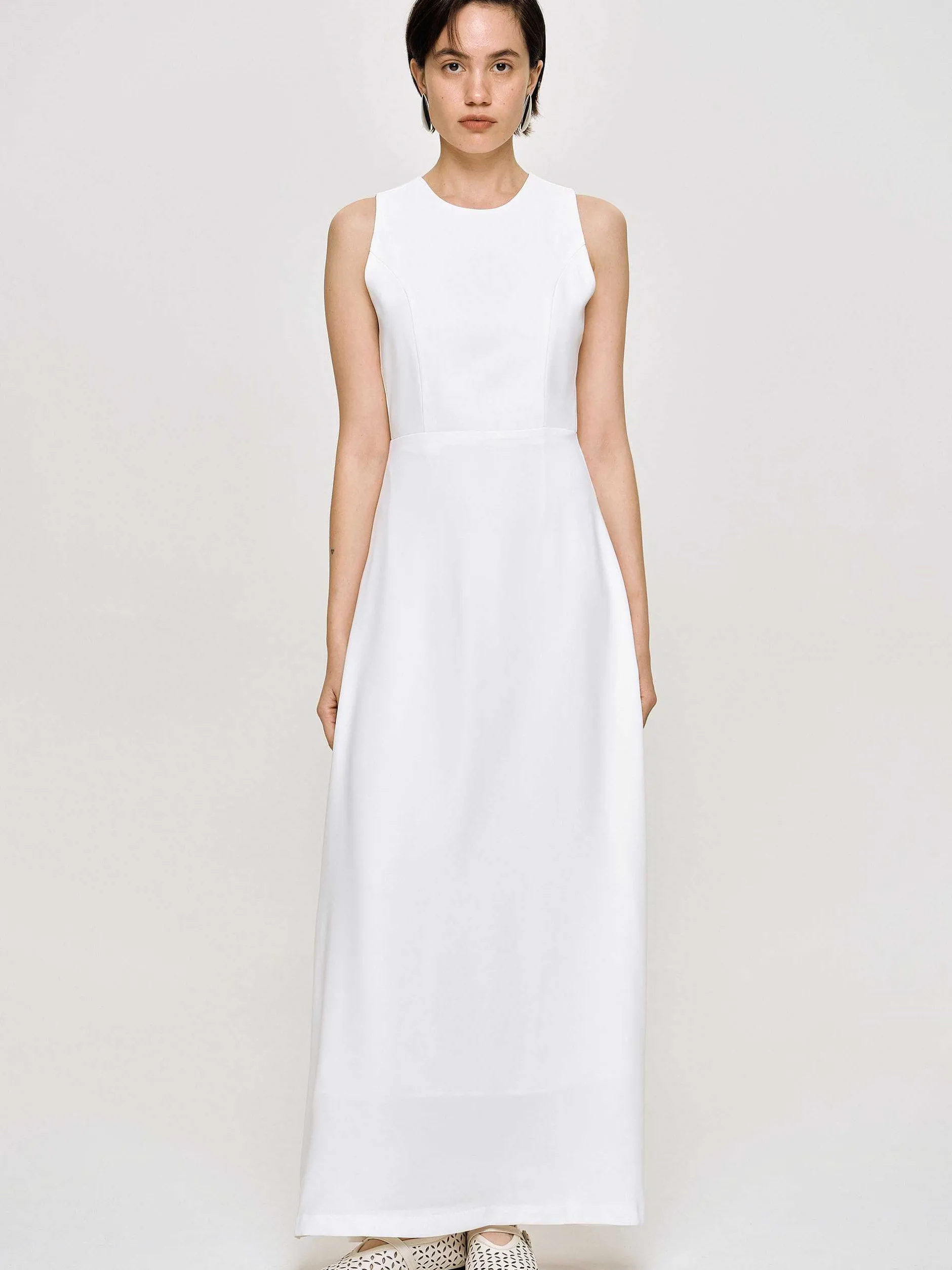 Clothing-Source Unknown Fitted Maxi Dress, White
