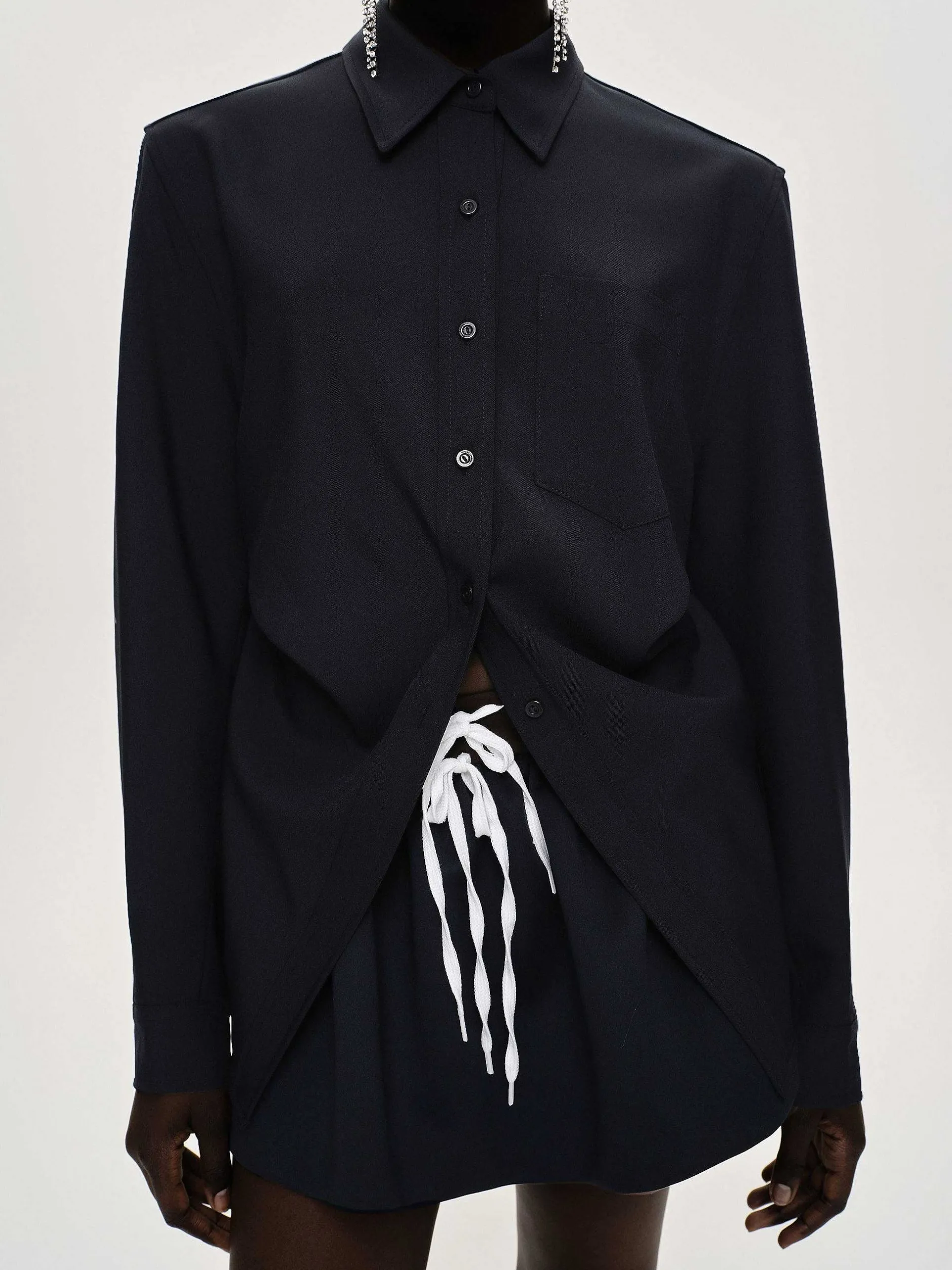 Accessories-Source Unknown Fitted Waist Shirt, Navy