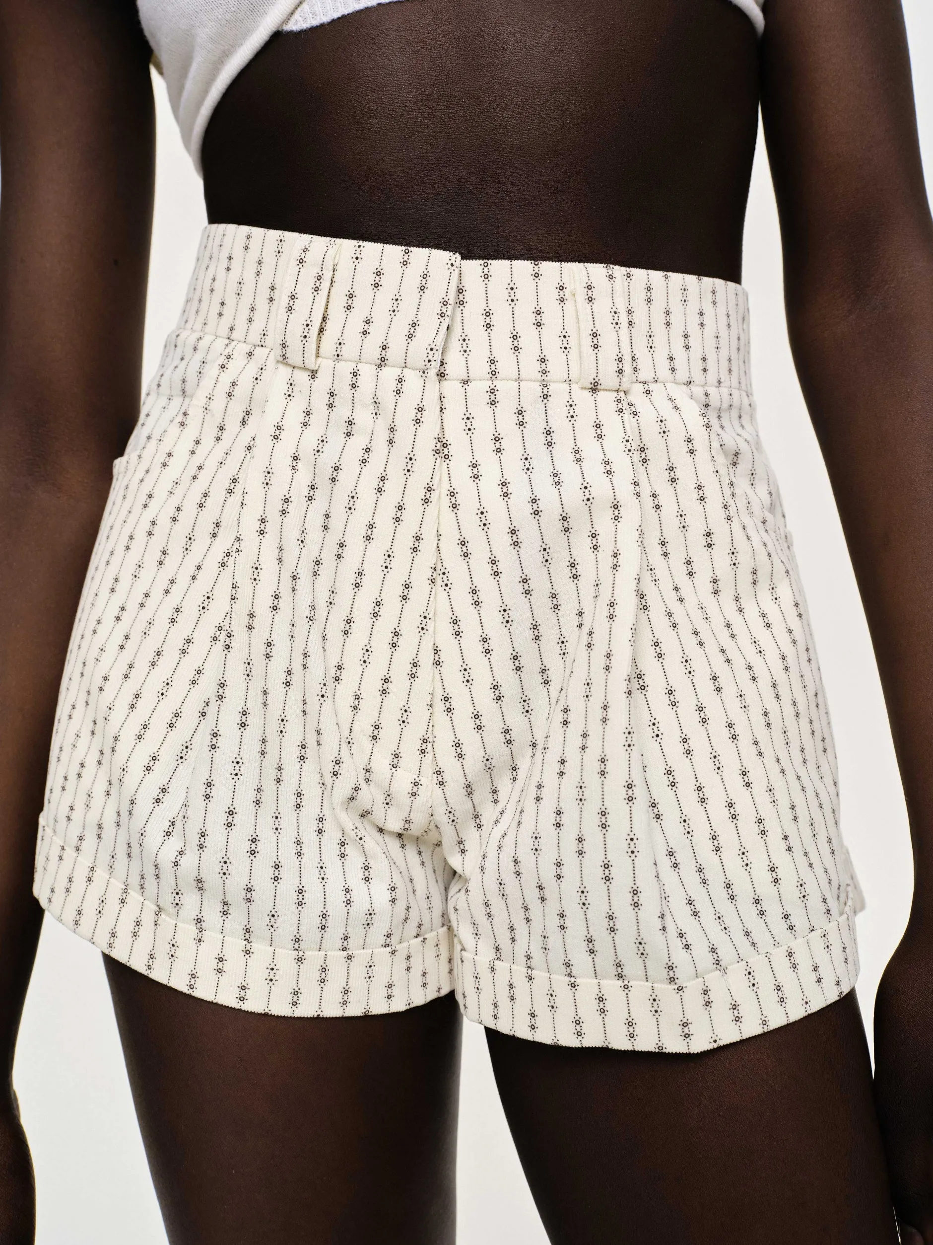 Bottoms-Source Unknown Floral Micro Shorts, Ivory