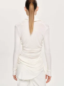 Tops-Source Unknown Folgore Asymmetric Drape Top, Ivory
