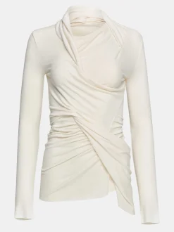 Clothing-Source Unknown Folgore Asymmetric Drape Top, Ivory