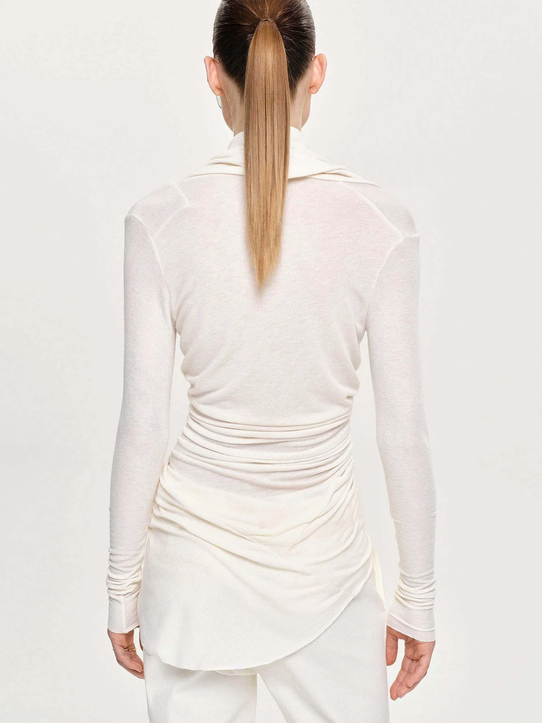 Clothing-Source Unknown Folgore Asymmetric Drape Top, Ivory