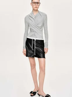 Tops-Source Unknown Folgore Asymmetric Drape Top, Grey