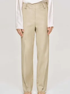 Clothing-Source Unknown Gabardine Straight-Leg Trousers, Beige