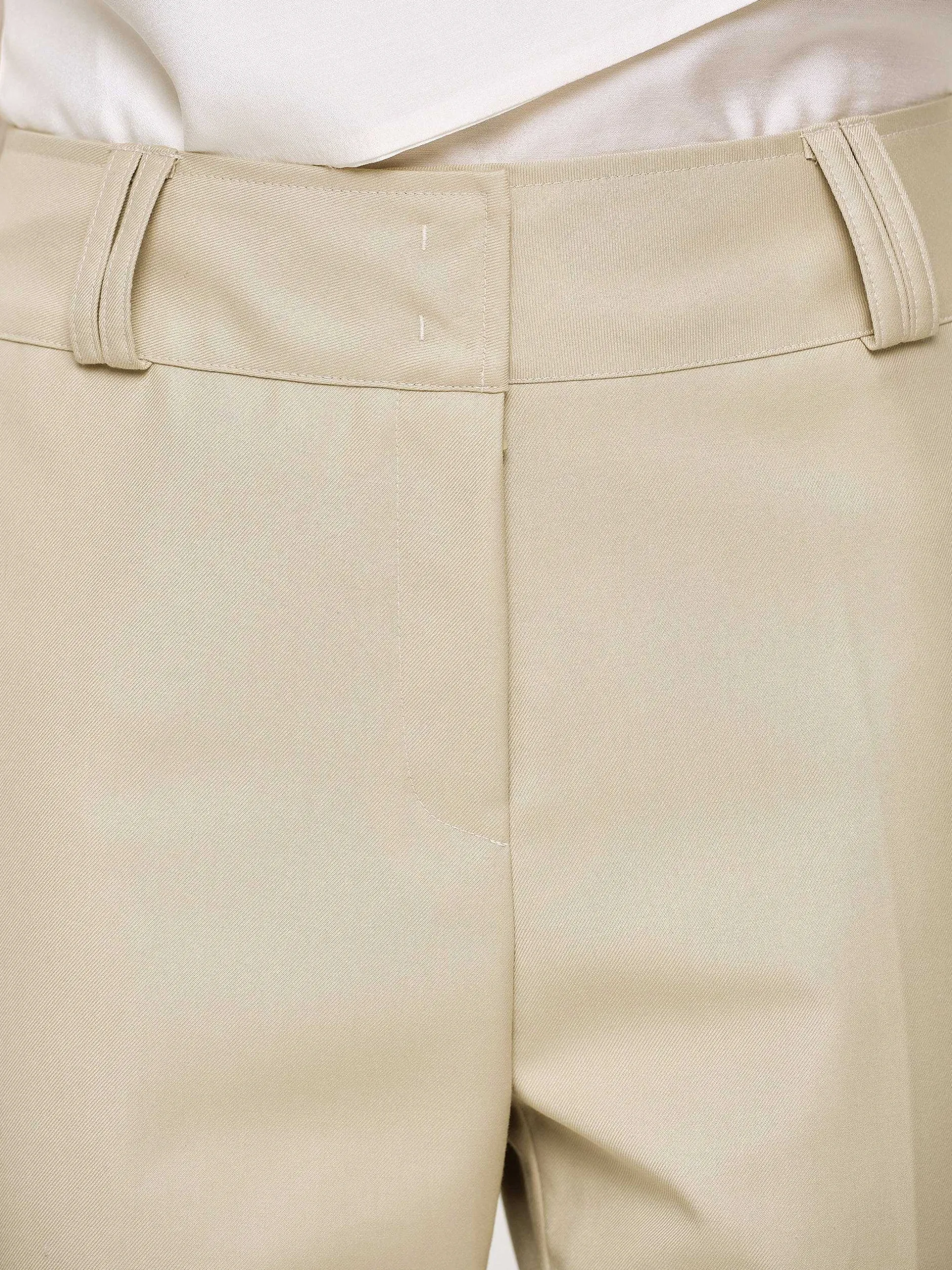 Clothing-Source Unknown Gabardine Straight-Leg Trousers, Beige