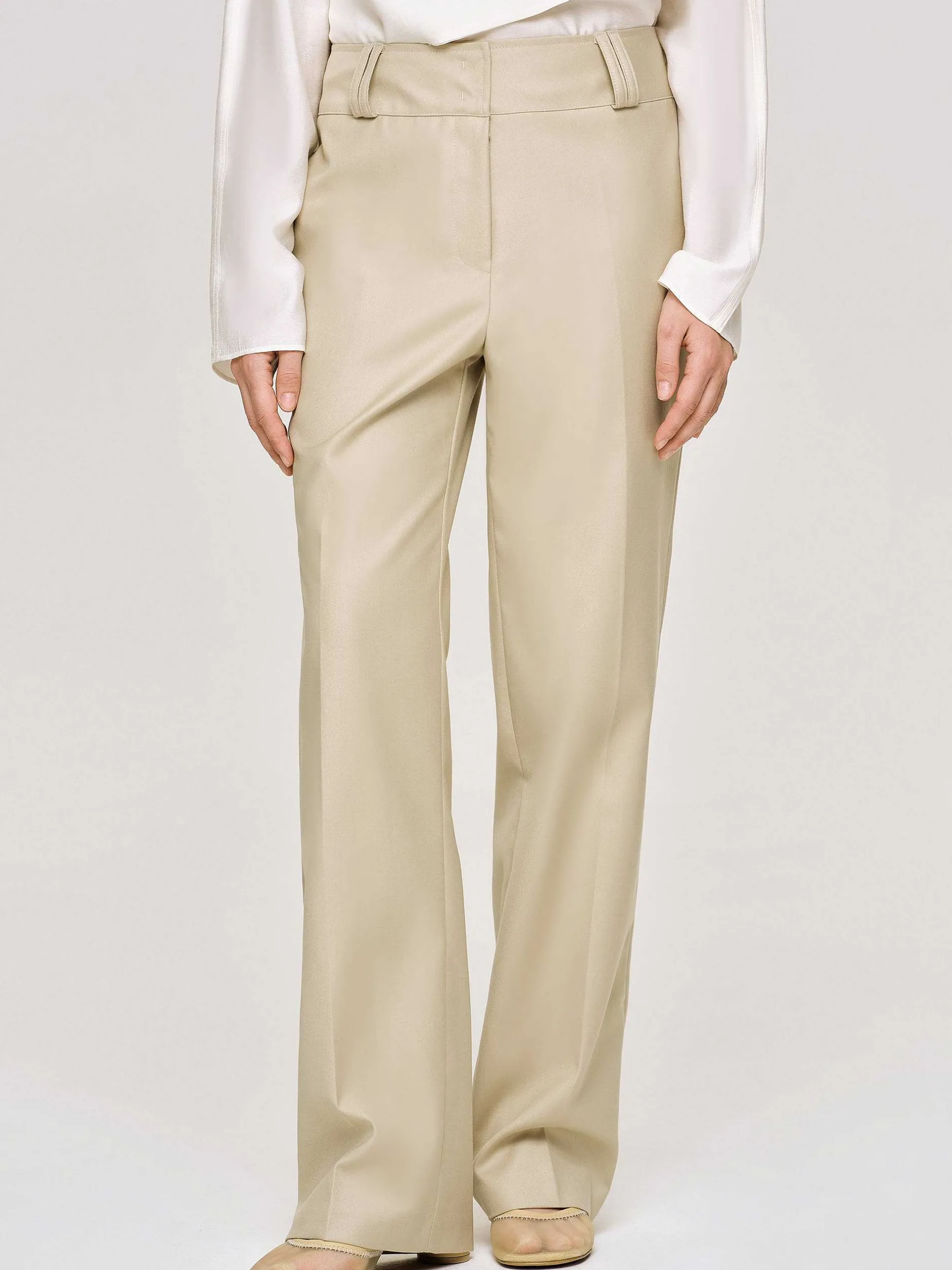 Bottoms-Source Unknown Gabardine Straight-Leg Trousers, Beige
