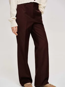 Bottoms-Source Unknown Gabardine Suit Trousers, Merlot Brown