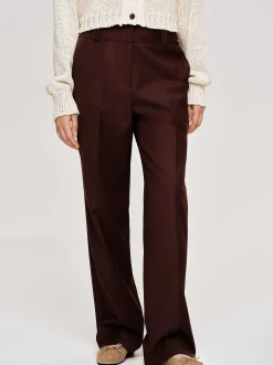 Clothing-Source Unknown Gabardine Suit Trousers, Merlot Brown