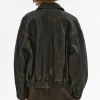Accessories-Source Unknown Geva Faded Lambskin Bomber Jacket, Brown