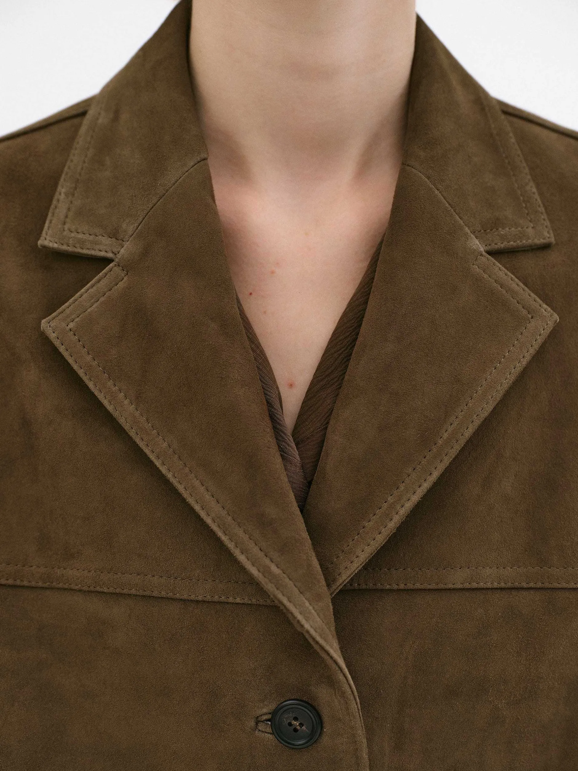 Accessories-Source Unknown Hailey Lambskin Blazer, Pecan