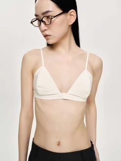 Clothing-Source Unknown Heart Neck Cotton Bra Top, Canvas