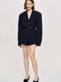 Bottoms-Source Unknown High Rise Angled Shorts, Navy
