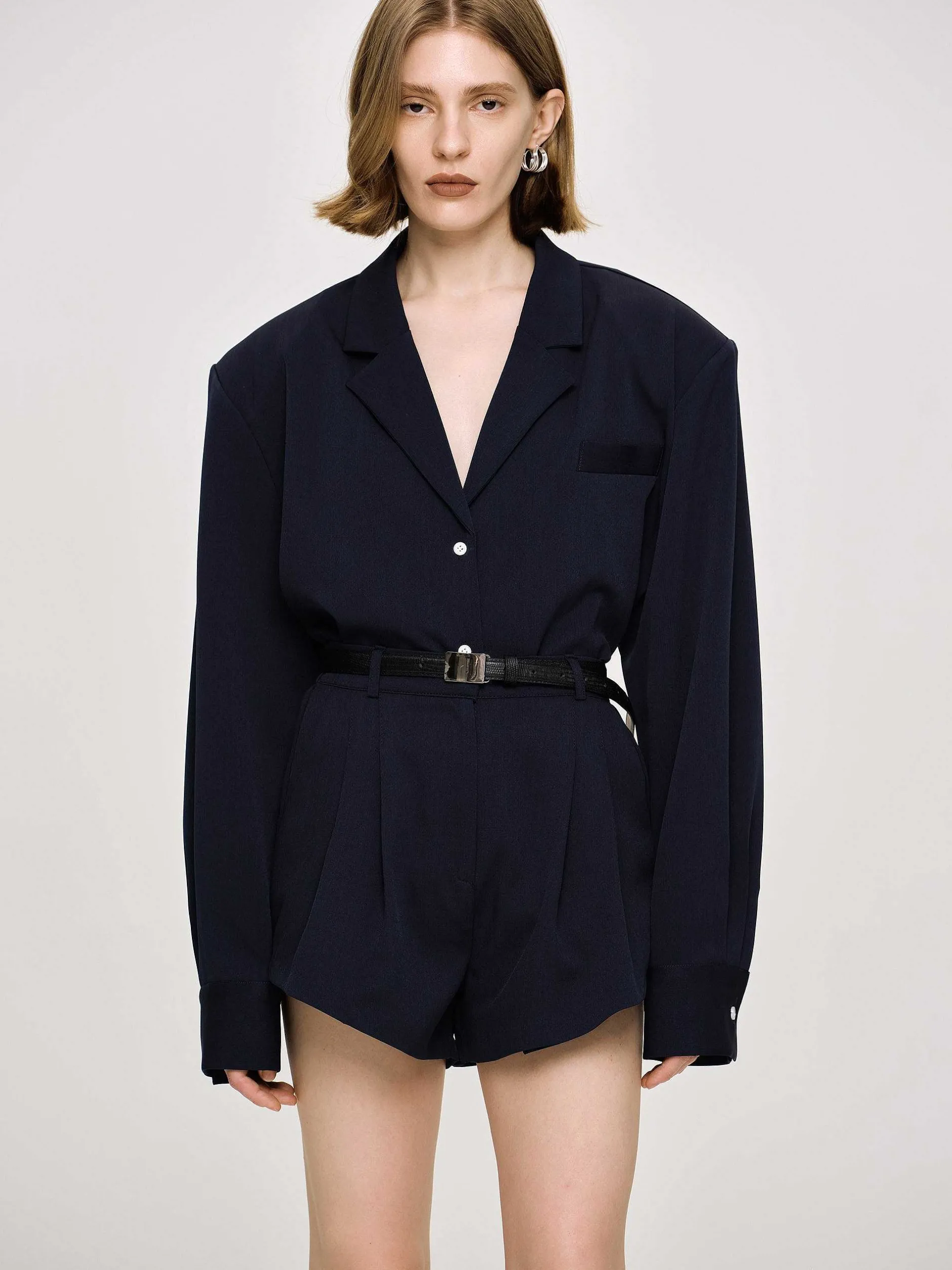 Bottoms-Source Unknown High Rise Angled Shorts, Navy